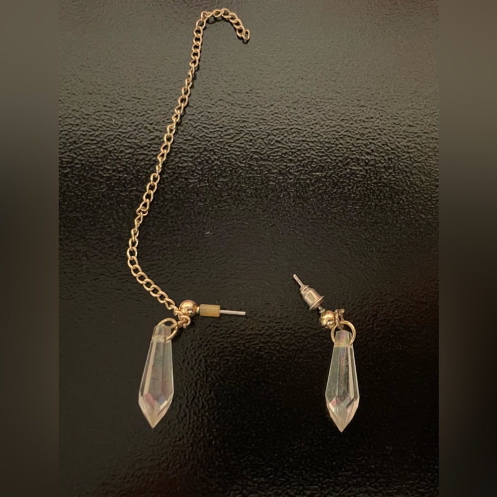 Crystal Silver Cuffed Earrings, 2pc set - Picture 2 of 2